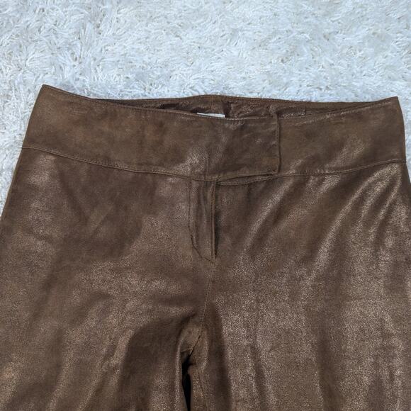 Y2K Vintage Cache Metallic Leather Bootcut Pants Bronze Brown Size 8 - Picture 13 of 15